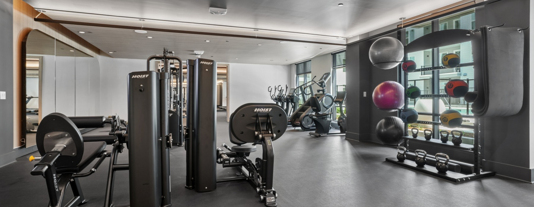 a gym with exercise equipment