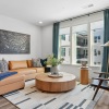 a living room with a large window